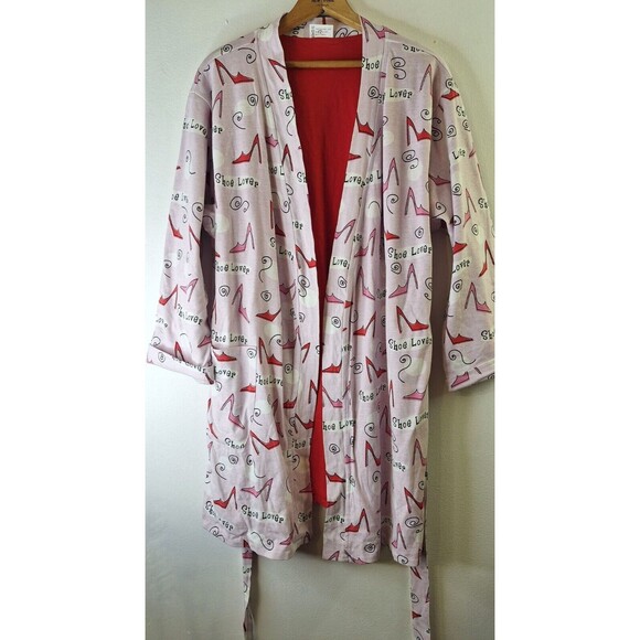 RELEVANT PRODUCTS Women's Short Robe One Size Cotton All Over Shoe Lovers Print - Picture 1 of 7